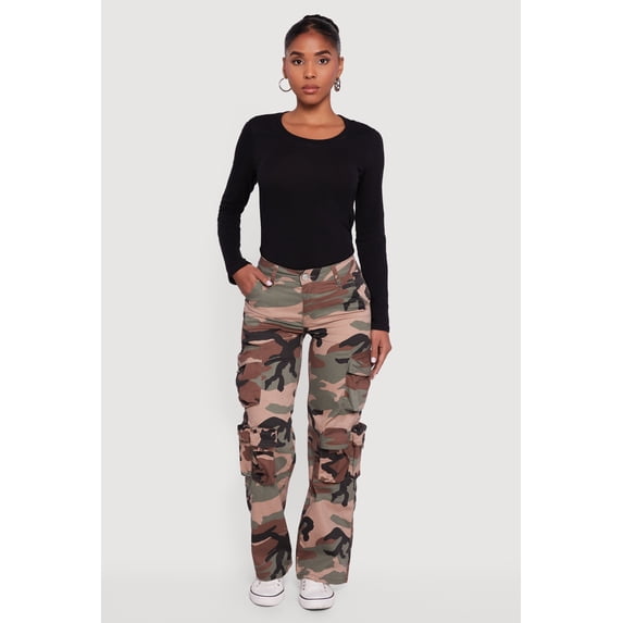 Women's VIP Mid Rise Straight Leg Camouflage Cargo Pants