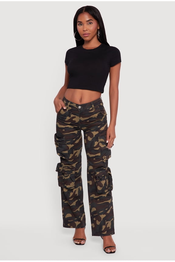 Women's VIP Mid Rise Straight Leg Camouflage Cargo Pants
