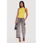 Womens VIP Mineral Wash Raw Hem Utility Jeans