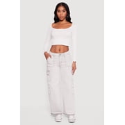 Women's VIP Mineral Wash Raw Hem Utility Jeans