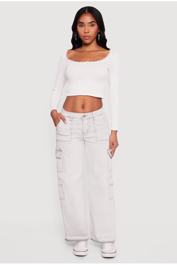 Women's VIP Mineral Wash Raw Hem Utility Jeans