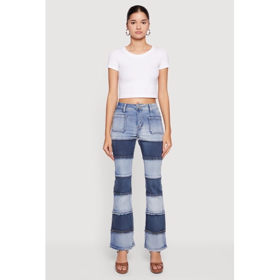 Women's VIP Two Tone Patchwork Flare Jeans