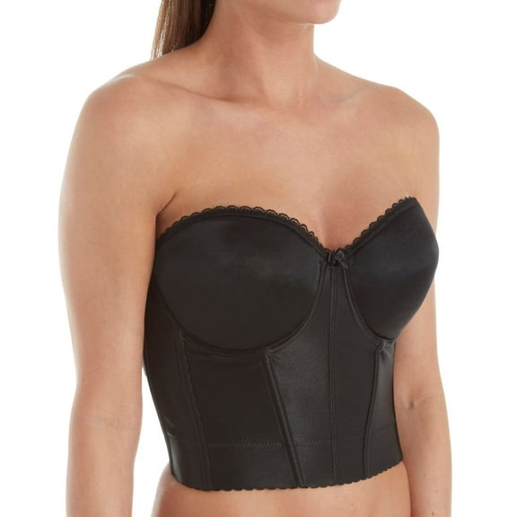 Women's Va Bien 506 Vintage Strapless Low Back Longline Bra (Black 42B)