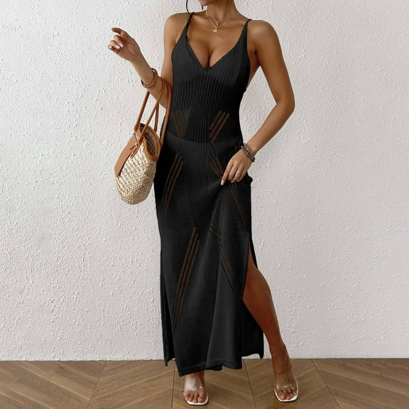 Women's Vacation Beach Long Dress Sleeveless Split Maxi Dress With Adjustable Straps Slim Fit Bathing Suit Cover Ups Women Girl Swim Cover up Swimsuit Beach Cover up Swimsuit Women Cover up Flower
