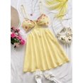 thumbnail image 1 of Women's Vacation Light Yellow Waist Hollow V-Neck Spaghetti Strap Summer Dress Set, 1 of 10