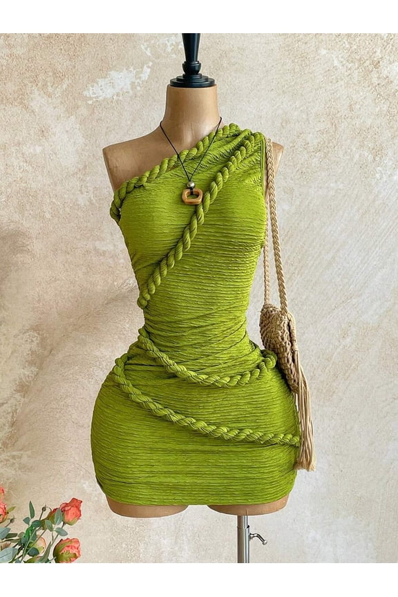 Women's Vacation Twist Strap Bodycon Mini Dress, Bohemian Vintage Style, Perfect for Fall, Holiday & Beach Vacation Outfits