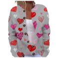 thumbnail image 1 of Women's Valentine Cardigan Lightweight Crew Neck Heart Printed Coat, 1 of 5