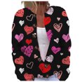 thumbnail image 1 of Women's Valentine Cardigan Lightweight Crew Neck Heart Printed Coat, 1 of 5