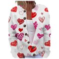 thumbnail image 1 of Women's Valentine Cardigan Lightweight Crew Neck Heart Printed Coat, 1 of 5