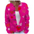 thumbnail image 1 of Women's Valentine Cardigan Lightweight Crew Neck Heart Printed Coat, 1 of 5