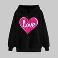 thumbnail image 1 of Women's Valentine Heart Print Sweatshirt Hooded Pullover Tops Long Sleeved Comfortable Sweatshirt Black L, 1 of 5