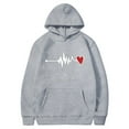 thumbnail image 1 of Women's Valentine Hoodie with Pocket Funny Graphic Print Long Sleeve Fleece Lind Warm Pullover Drawstring Sweatshirts(Gray,S), 1 of 1