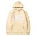 thumbnail image 1 of Women's Valentine Hoodie with Pocket Funny Graphic Print Long Sleeve Fleece Lind Warm Pullover Drawstring Sweatshirts(Khaki,XXL), 1 of 4