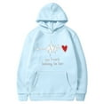 thumbnail image 1 of Women's Valentine Hoodie with Pocket Funny Graphic Print Long Sleeve Fleece Lind Warm Pullover Drawstring Sweatshirts(Light Blue,S), 1 of 1