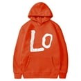 thumbnail image 1 of Women's Valentine Hoodie with Pocket Funny Graphic Print Long Sleeve Fleece Lind Warm Pullover Drawstring Sweatshirts(Orange,XL), 1 of 5