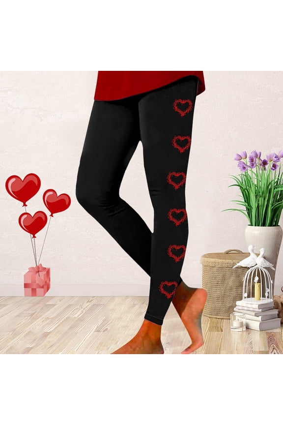 Women's Valentine's Casual Printed Yoga Pants Leggings from Polyester, Lightweight, Breathable and Functional