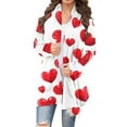 thumbnail image 1 of Women's Valentine's Coat Long Sleeve Heart Print Tunic Lounge Cardigan Top White-5 M, 1 of 4