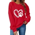 thumbnail image 1 of Women's Valentine's Crewneck Sweatshirt Sunburst Heart Print Long Sleeve Pullover for Romantic Evenings Red-2 XS, 1 of 7