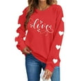 thumbnail image 1 of Women's Valentine's Crewneck Sweatshirt with Heart Print Long Sleeve Pullover for Romantic Celebrations Red-1 L, 1 of 8