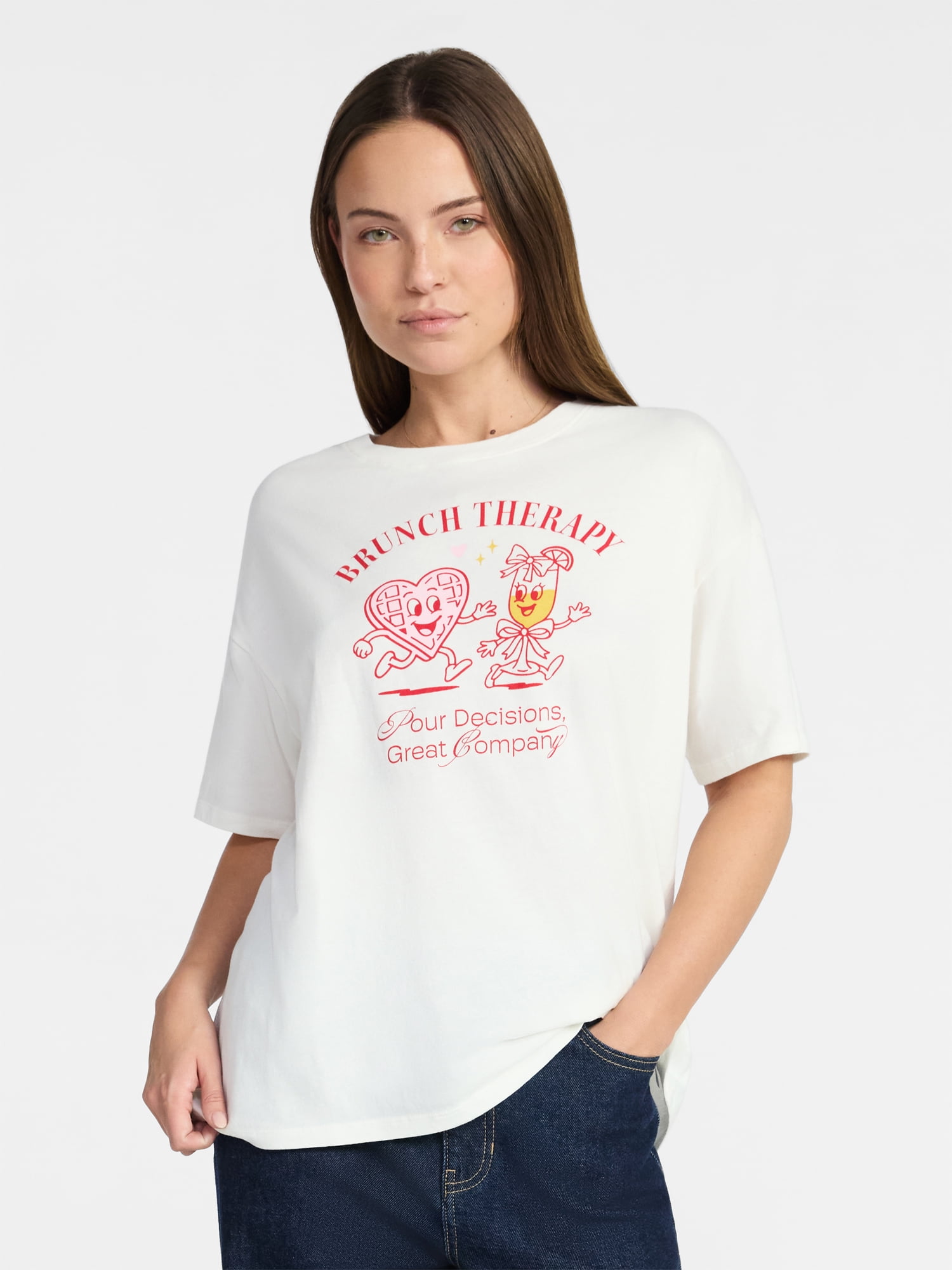 Valentine's Day Women's Brunch Therapy Graphic Tee from Way to Celebrate, Sizes S-XXXL