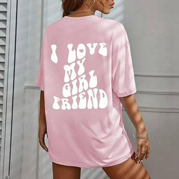 Women's Valentine's Day Casual Fashion Loose Short Sleeve Top Sweet And Stylish Womens Swim Shirts Women Casual Womens Workout Tops Short Sleeve Short Sleeve Tee Tops G Sleeve Shirts for Women Womens
