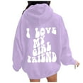 thumbnail image 1 of Women's Hoodies & Sweatshirts Valentine's Day Couples Letter Printed Hoodie with Pockets Cozy and Comfortable Sweatshirt for Every Occasion, 1 of 7