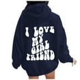 thumbnail image 1 of Women's Hoodies & Sweatshirts Valentine's Day Couples Letter Printed Hoodie with Pockets Cozy and Comfortable Sweatshirt for Every Occasion, 1 of 7