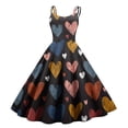 thumbnail image 1 of Women's Valentine's Day Dresses Love Heart Print Off Shoulder Vintage Sleeveless Dress Dark Blue M, 1 of 5