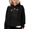 thumbnail image 1 of Women's Valentine's Day Floral Pattern Crew Neck Printed Cotton Hooded Long-Sleeved Black S-2XL, 1 of 7