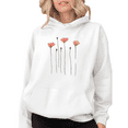 thumbnail image 1 of Women's Valentine's Day Floral Pattern Crew Neck Printed Cotton Hooded Long-Sleeved White S-2XL, 1 of 6