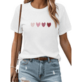 thumbnail image 1 of Women's Valentine's Day Gradient Heart Pattern Graphic Crew Neck Printed Cotton T-Shirt White S-5XL, 1 of 4