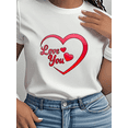 thumbnail image 1 of Women’s Valentine’s Day Heart Graphic Cotton Crew Neck Short Sleeve T-Shirt Casual Top, 1 of 8