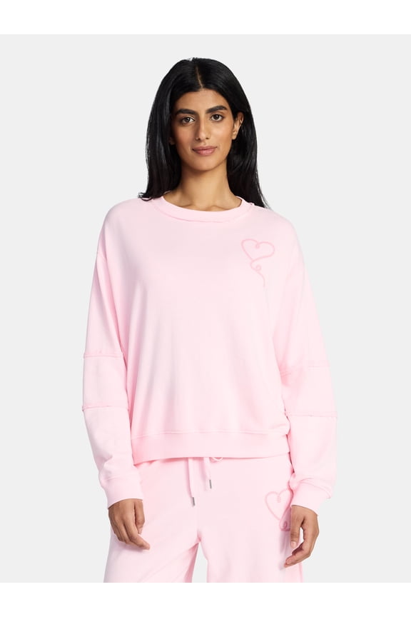 Valentine's Day Women's Heart Lasso Graphic Fleece Top from Way to Celebrate, Sizes S-XXXL
