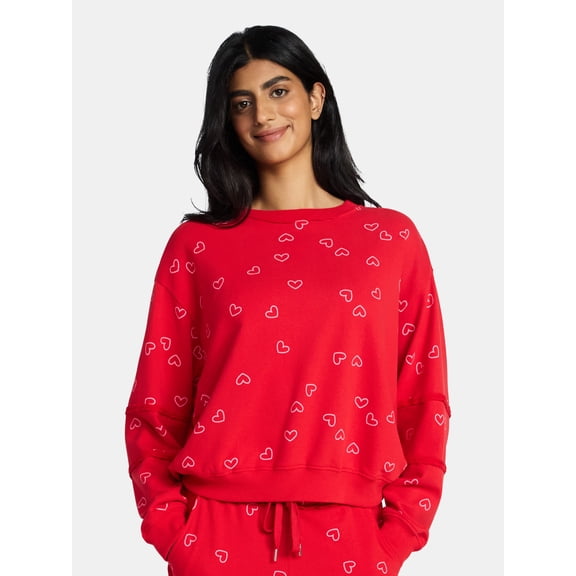 Valentine's Day Women's Love Scatter Graphic Fleece Top from Way to Celebrate, Sizes S-XXXL