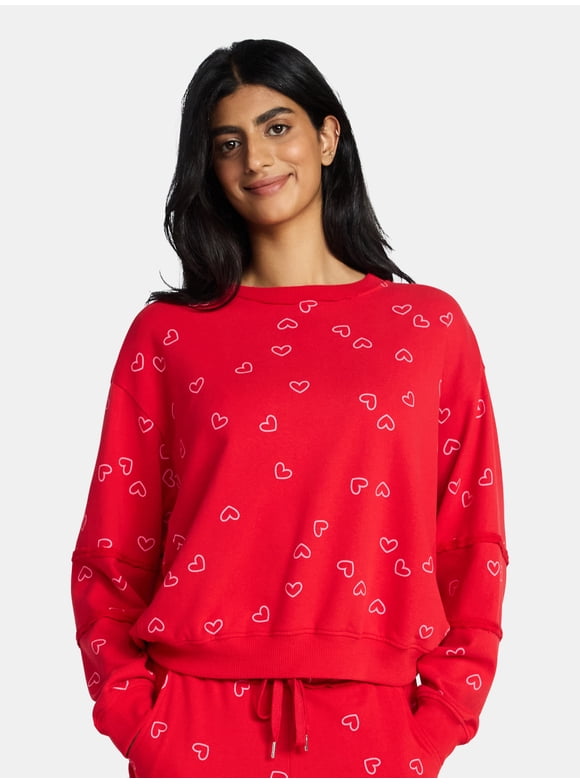 Valentine's Day Women's Love Scatter Graphic Fleece Top from Way to Celebrate, Sizes S-XXXL