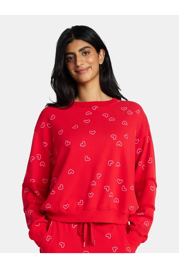 Valentine's Day Women's Love Scatter Graphic Fleece Top from Way to Celebrate, Sizes S-XXXL