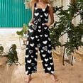 thumbnail image 1 of Women's Valentine's Day Overalls Cute Heart Print Sleeveless Straight Leg Jumpsuits Baggy Trendy Fashion Valentine Rompers with Pockets, 1 of 7