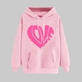thumbnail image 1 of Women's Valentine's Day Oversized Sweatshirt Cute Love Heart Graphiclong Sleeve Loose Hoodie Sweatshirt Tops With Pocket Pink XXL, 1 of 5