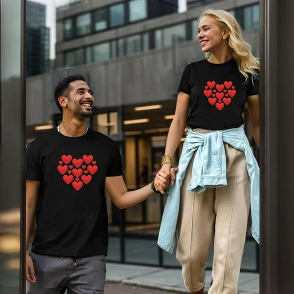 Women's Valentine's Day Print Round Neck Short Sleeve T Shirt Running Tee Shirts Women Set Shirt for Women Shirts Long Sleeved Women's Loose Fit Tees Short Sleeve T Shirts for Women Women Extra Long