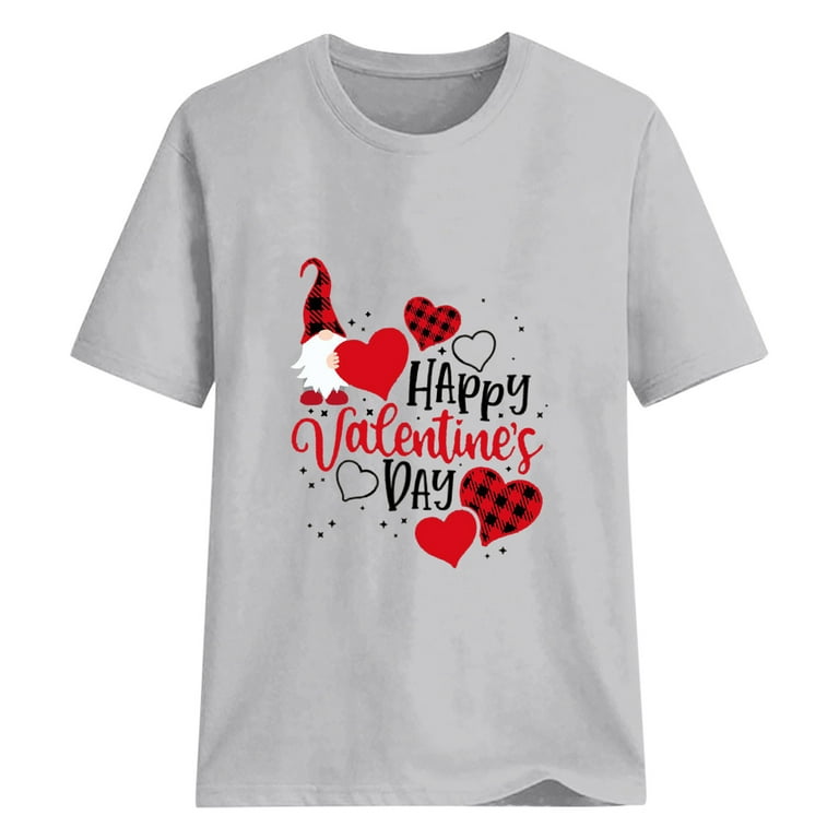 Women's Valentine's Day Print Round Neck Short-Sleeved T-Shirt Top