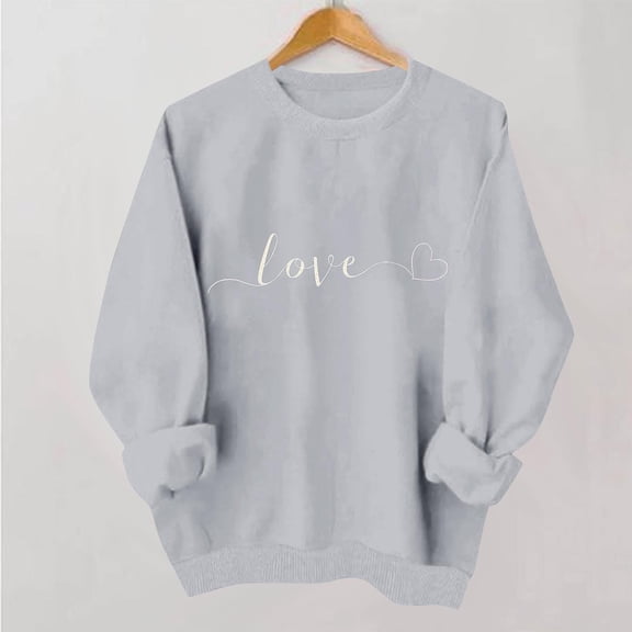 Women's Valentine's Day Printed Graphic Long Sleeve Round Neck Cozy Fleece Casual Sweatshirt
