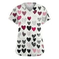 thumbnail image 1 of Women's Valentine's Day Scrubs Top Love Heart Printed Plus Size Scrubs Short Sleeve V-Neck Working Uniform Valentine's Day Cartoon Pattern Scrub Tops with Pockets, 1 of 5