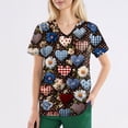 thumbnail image 1 of Women's Valentine's Day Scrubs Top Stretchy Vneck Short Sleeve Cute Heart Printed Shirts Valentine's Day Split Hem Caregiver T Shirts, 1 of 4