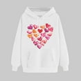 thumbnail image 1 of Women's Valentine's Day Sweatshirt Funny Love Heart Print Hoodie Long Sleeved Loose Comfortable Pullover Sweatshirt Tops White L, 1 of 5