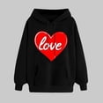 thumbnail image 1 of Women's Valentine's Day Sweatshirt Trendy Long Sleeves Heart Print Shirt Comfy Versatile Tops With Pocket Black L, 1 of 5