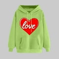 thumbnail image 1 of Women's Valentine's Day Sweatshirt Trendy Long Sleeves Heart Print Shirt Comfy Versatile Tops With Pocket Green M, 1 of 5