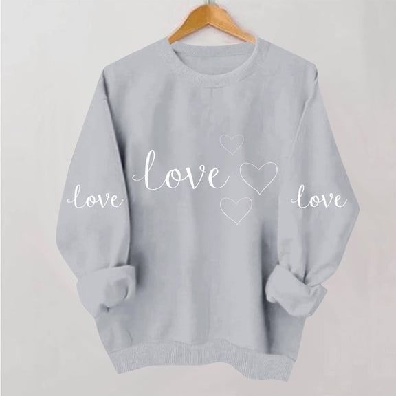 Women's Valentine's Day Theme Long Sleeve Round Neck Printed Casual Pullover Sweatshirt
