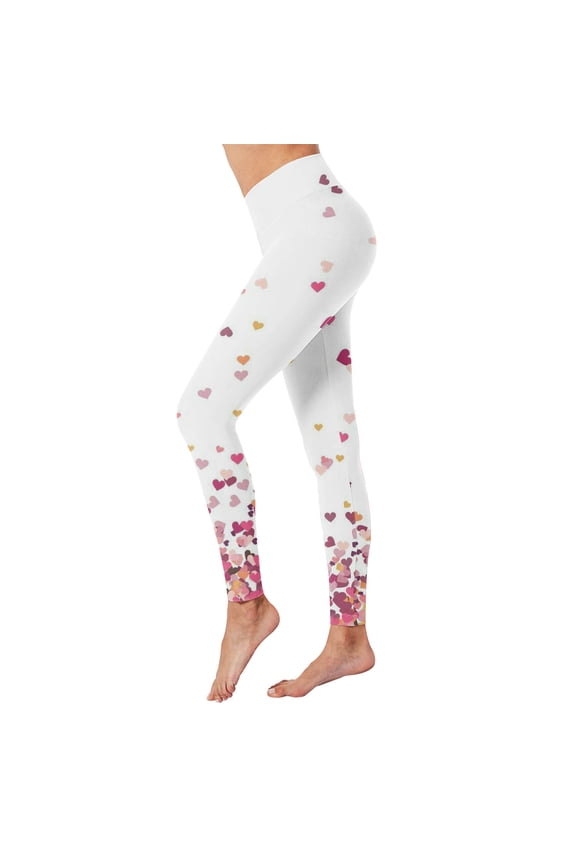 Women's Valentine's Day Tights High Waist Compression Polyester Spandex Yoga Fitness