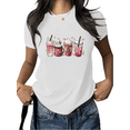 thumbnail image 1 of Women's Valentine's Day True Love Coffee Drink Pattern Graphic Crew Neck Printed Cotton T-Shirt White S-5XL, 1 of 4