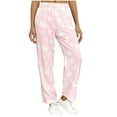 thumbnail image 1 of Women's Valentine's Flannel Pajamas Pants Fleece Lined Print Elastic Waist Sleepwear with Pockets Pink 2XL, 1 of 7